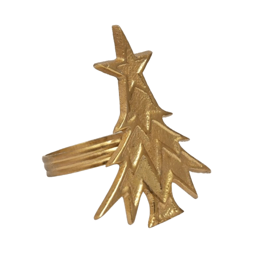 BRASS NAPKIN RING TREE (POLISH) SET OF 4